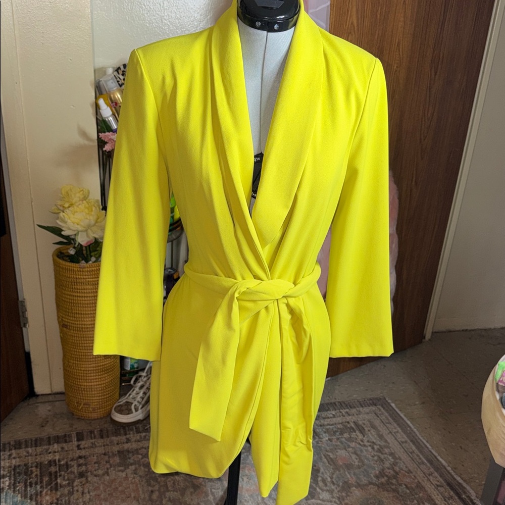 Zara Neon Yellow Mini Dress with Belt